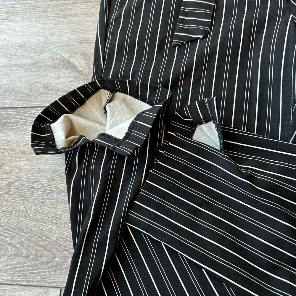 89th Madison Pinstriped  Stretch Paperbag Waist Pants - Picture 8 of 12
